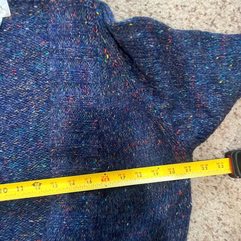 VNTG  Women's Small Blue Multi Color Knit Cardigan Sweater Scandi Grama‎ Preppy